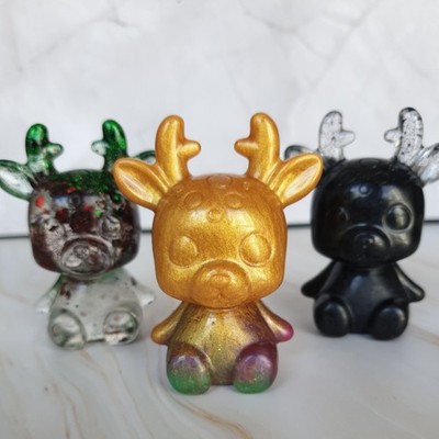 3er Set Hirschi Figuren Epoxidharz Handarbeit Unikate Deko Figuren Hirsch DIY 