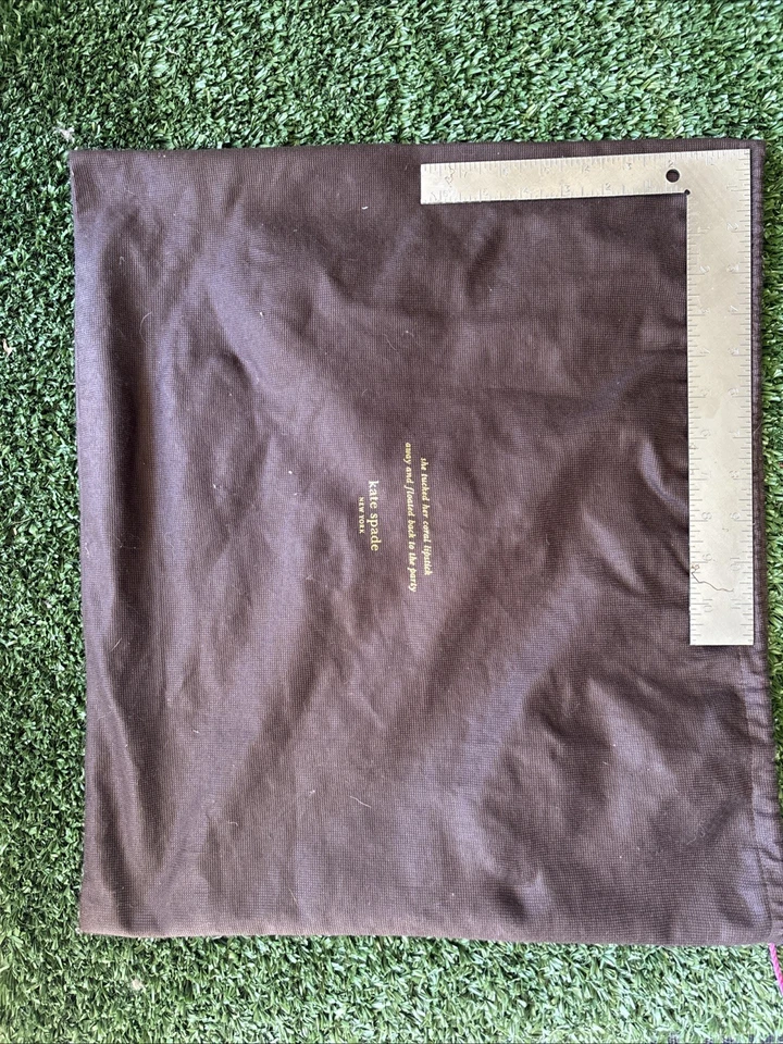 "Kate Spade NY Marrón Cartera Bolsa Antipolvo Cubierta Rosa Cordón Dorado Logo 17"" x 19.5""" Foto 4 de 4