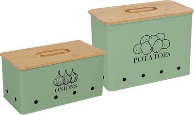 Potato Onion Kitchen Storage Canisters,Storage Bin For 2 Pack Green 
