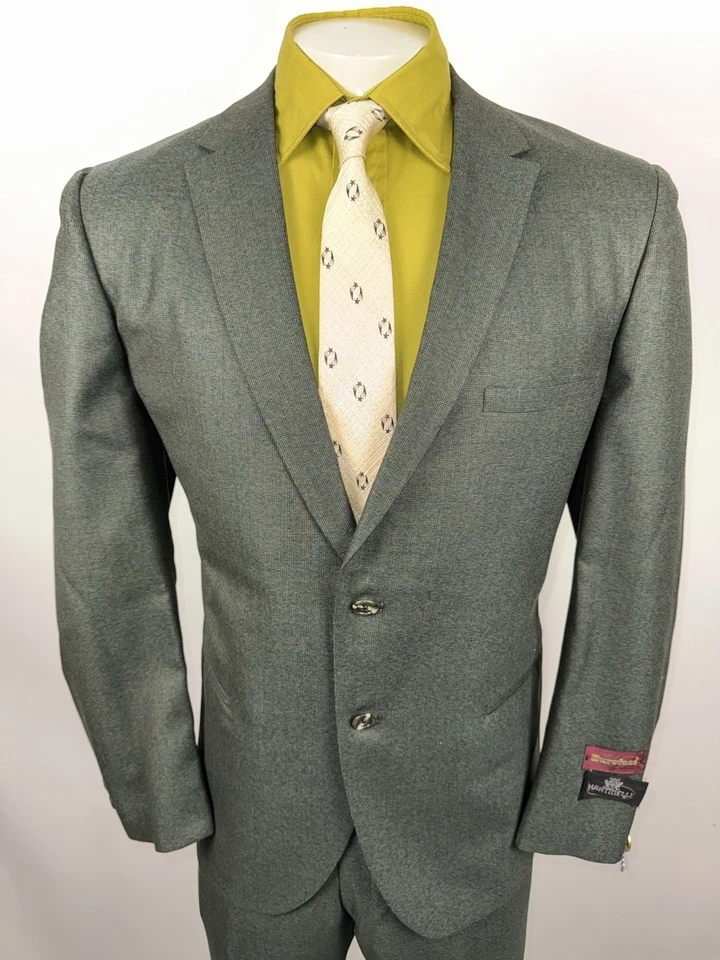 复古 60 年代 Martinelli 套装男式 42 夹克 37 裤子无边羊毛 Madmen MCM NOS — 第 4/4 张图片