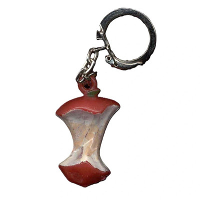 Retro APPLE CORE KEYCHAIN Vintage Food Fruit Charm Funky Novelty Jewelry-HUGE