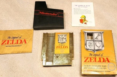 Vintage 1987 Nintendo Legend of Zelda CIB - Cartridge Box Manual Map Dust Cover