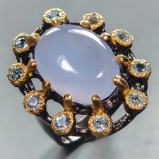 Jewellery 12 ct Natural Chalcedony Ring 925 Sterling Silver Size 6 /R441960