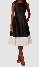 Adrianna Papell Women's Black Contrast Hem Sleeveless Fit & Flare Dress Size 2