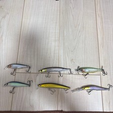 6P Minnow Lure Set, Silver, Green, Yellow, Blue, Clear, 3 Hooks, Used