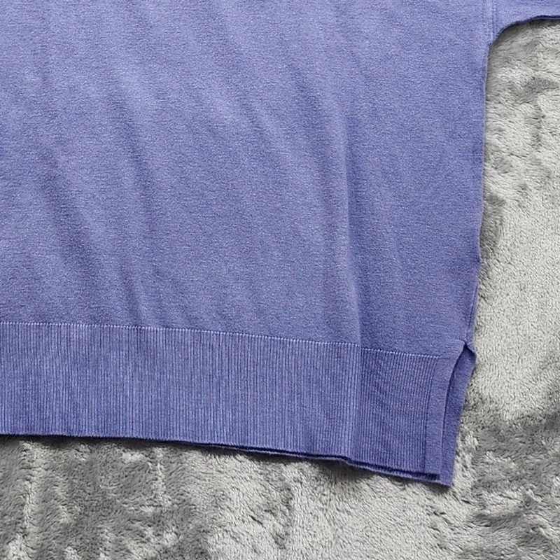 Espléndido Suéter Para Mujer L Púrpura Cuello Redondo Manga Corta Cuadrado Pullover De Gran Tamaño Foto 3 de 4