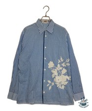 HERMES Serie Button Stripe Shirt Size: 15 3/4 Blue x white Men