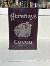 Vintage 1981 Hershey's Cocoa Tin Bank w Recipe 4.5" Reproduction Primitive Label
