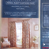 Dunelm Luxury Collection Magnolia Floral Lined Pencil Pleat Curtains 117x137cm