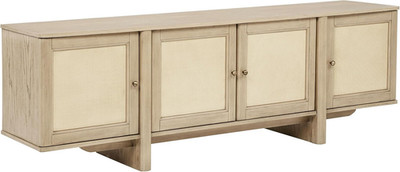 Kailani 79'' Beige Oak 4-Door Cane TV Stand & Media Console