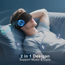 Deep Sleep Mask with Bluetooth 5.4 Headphones - Blackout Sleeping Mask Side S...