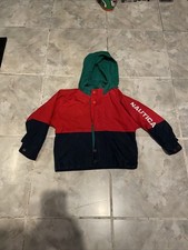 Vintage Nautica Competition Jacket Toddler 4T Red Navy Green Spellout 90s Y2K