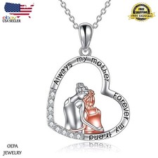 Mother Daughter Necklace 925 Sterling Silver Mom Heart Necklace for Women