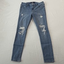 Hollister Mid-Rise Jean Leggings Womens 11R Blue Distressed Stretch   30W 28L