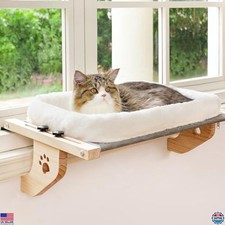 Sturdy Cat Window Perch Hammock Seat with Cushion, Adjustable Bed for Large Cats
