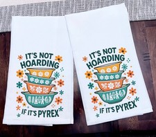 Tea Towels New Pyrex Bowls Themed Size 28x28 Ink on 100% Cotton Kitchen Towels
