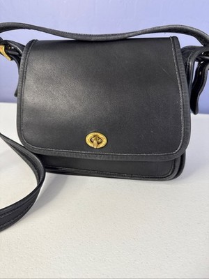 Coach Rambler Black Leather Crossbody Shoulder Bag 9061 Vintage Y2K 90s