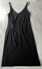 VTG 90's Andrea Polizzi for Rex Lester Black V Neck Side Ruched Dress Size 10