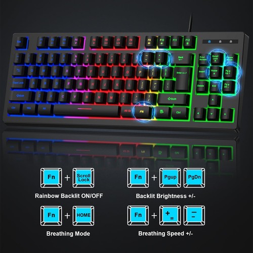 Teclado Y Mouse Inalambrico Gamer Set Croma Gaming Iluminacion Teclas Para Pc - Picture 3 of 9