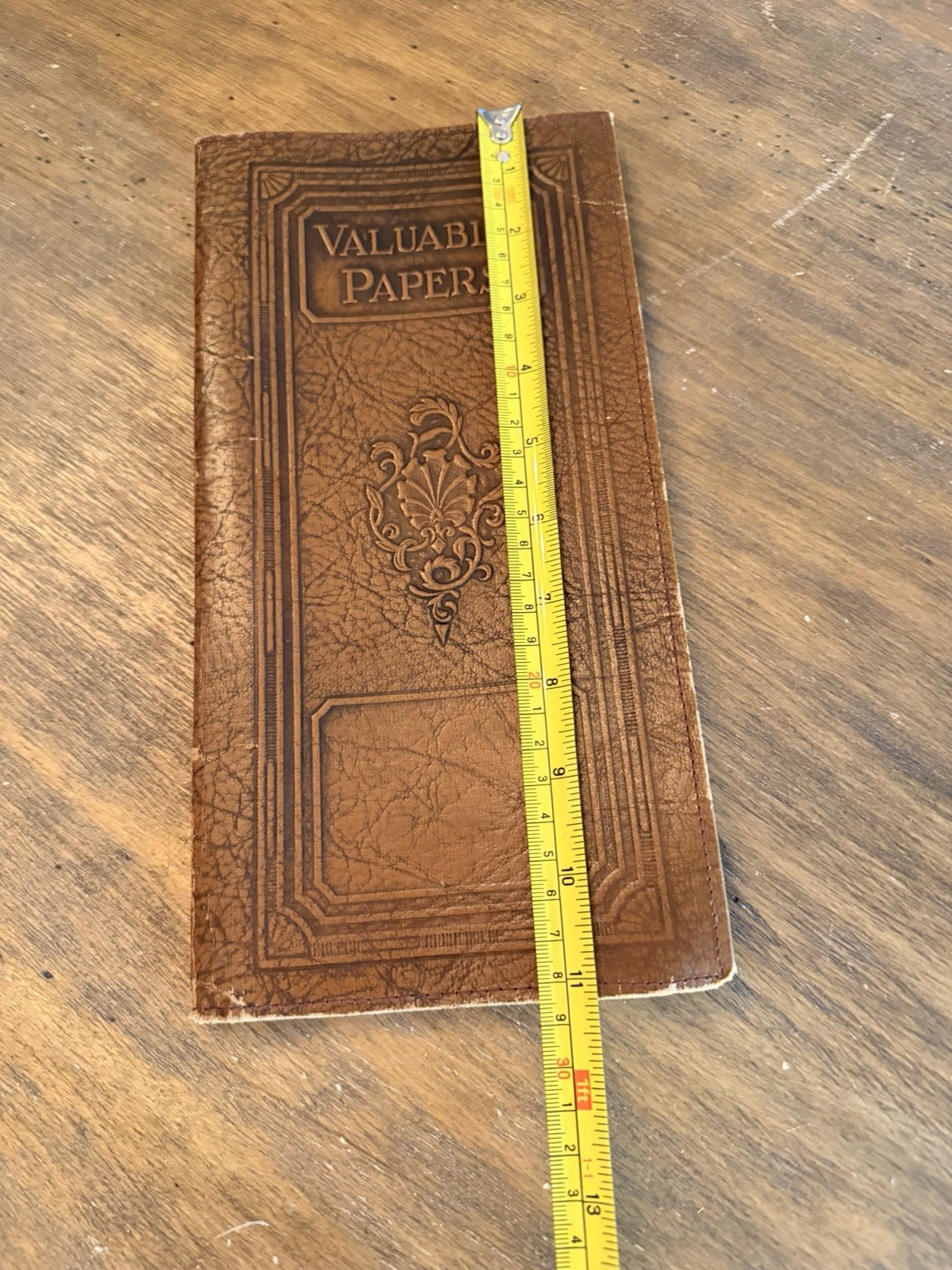 Vintage leather tooled Valuable Papers folder or portfolio- 1942