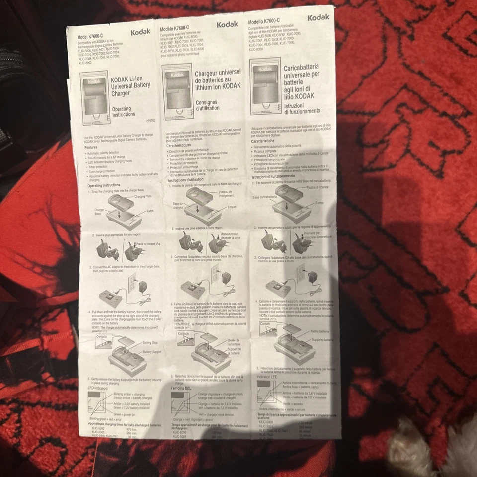 Cargador de batería universal Kodak K & 600 Li-Ion y manual   Foto 2 de 2