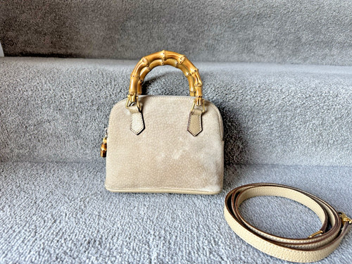 GUCCI Diana Vintage Beige Suede Leather Mini Handbag