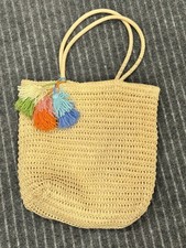 Borsa donna tessuto tote borsetta paglia spiaggia tracolla per vacanze estive viaggi