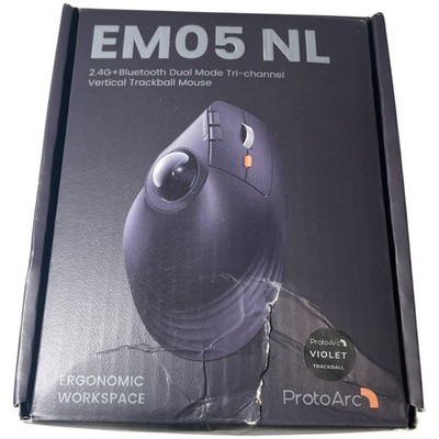 ProtoArc EM05NL Ergonomic Wireless Bluetooth Trackball Mouse Chargeable OPEN BOX