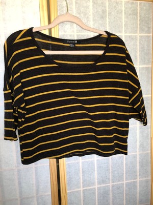 yellow and black striped top womens