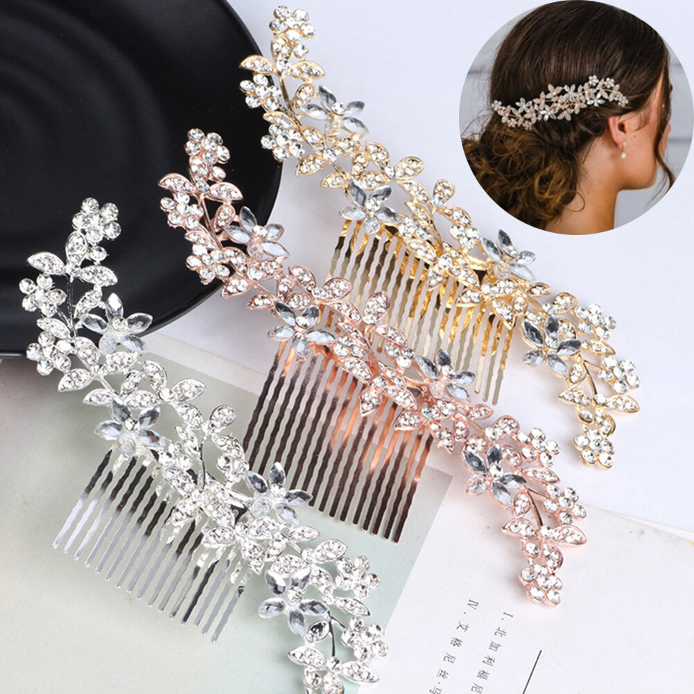 Bridal Hair Comb Pearl ROSE GOLD Crystal Headpiece Wedding Accessories Pin 06509