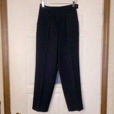 LRL Ralph Lauren Women  s 8 Black Worsted Wool Navy Pleated Trouser Pants