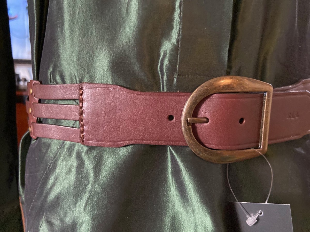 New Lauren Ralph Lauren Brown Leather Braided Wide Western 