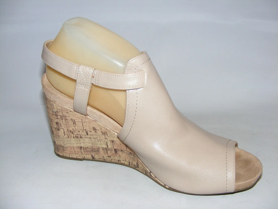 Life Stride Soft System Mujer 10 M Cuero Taupe Punta Abierta 3.5" Tacones de Cuña Zapatos Foto 4 de 4