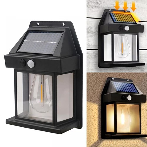 2X Solar Wall Light Tungsten Lantern Motion Sensor Outdoor Garden Security Lamp - Picture 5 of 13