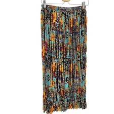 VTG Boho Midi Skirt Medium Pleated Floral Sheer Art to Wear Cottagecore