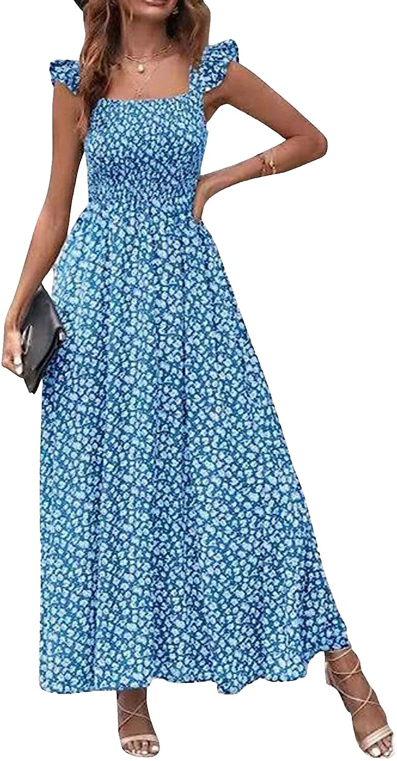 Casual Floral Regular Size Sleeveless Dresses for Women