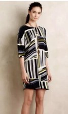 Anthropologie Weston XS Imagist Dress Pockets Green Abstract Lagenlook Tunic