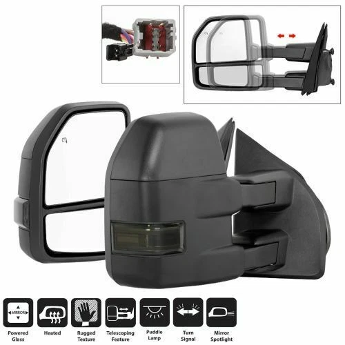 Spyder Power Heated LED Signal Telescoping Mirrors, Set, Smoke 