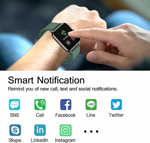 Smart Watch with Blood Oxygen Sensor Monitor for Google Android iOS-Apple Black - Picture 2 of 4