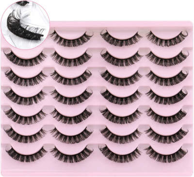 Newcally Falsche Wimpern Russian Strip Lashes D Curl Natural Wispy Fake Eye... 