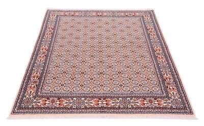 Handgeknüpfter Moud Orientteppich 196x145 cm durchgemustert Schurwolle Beige Neu