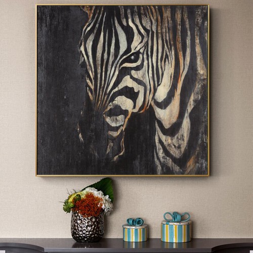 Arte astratta moderna zebra dipinto olio su tela poster e stampa quadri arte da parete - Foto 7 di 7