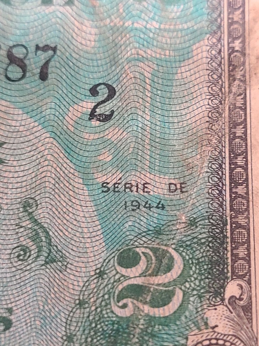 未使用 1944年 フランス軍票 France 2 フラン francs 紙幣 Emis En France Dix Francs 1944. France - Allied Military