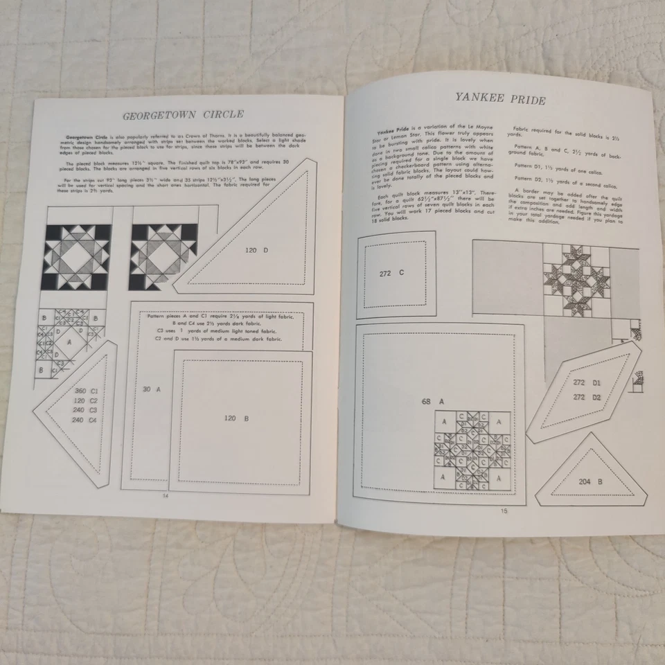 Редкие винтажные лоскутные одеяла 1950-е Aunt Martha's Heirloom 16 узоров No 3780 - Изображение 3 из 4