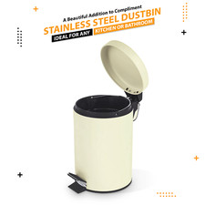 3LTR STAINLESS STEEL SMALL CREAM PEDAL BIN KITCHEN BATHROOM TOILET WASTE DUSTBIN