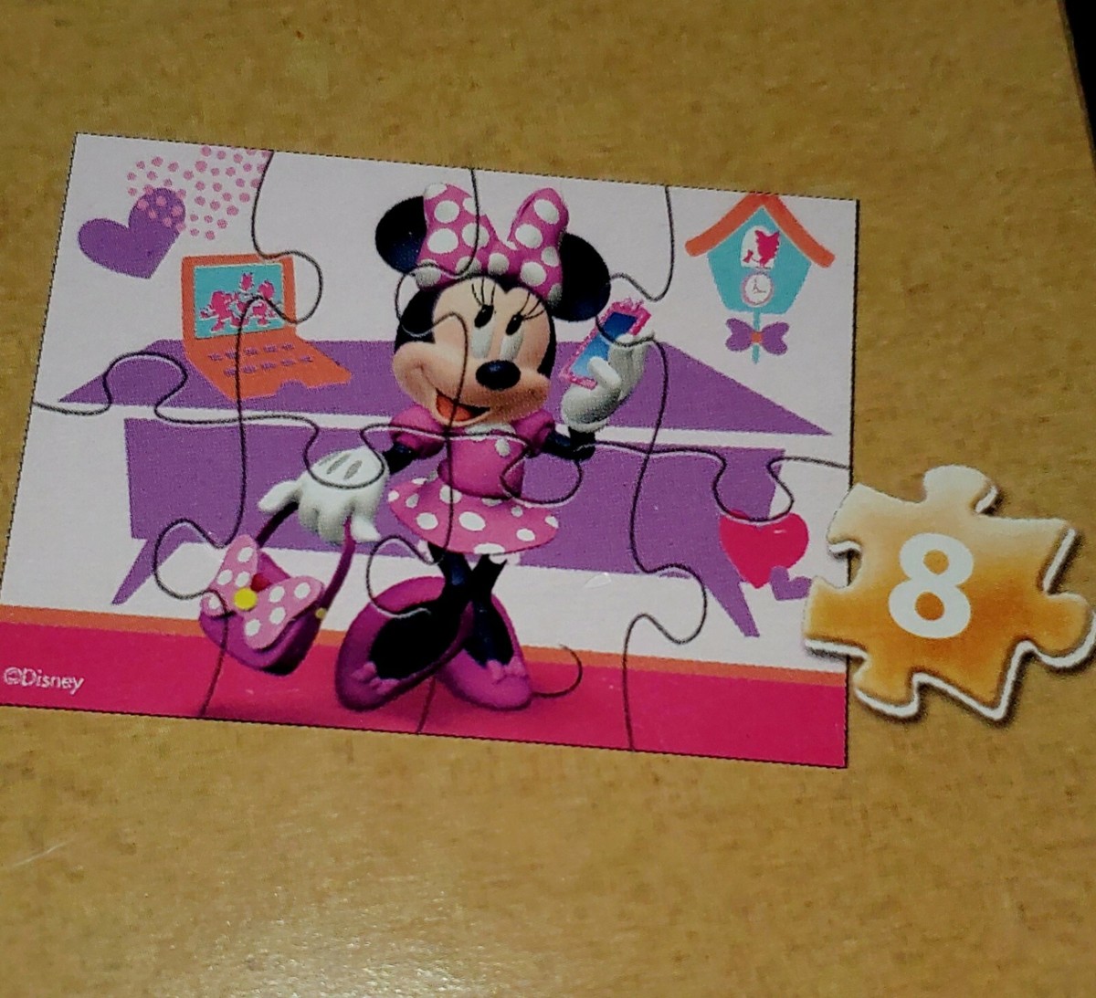 DISNEY JUNIOR MINNIE MOUSE AND DAISY WOOD PUZZLE TRAY STORAGE