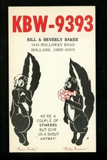 Animal Postcard Skunks QSL KBW - 9393 Holland Ohio OH