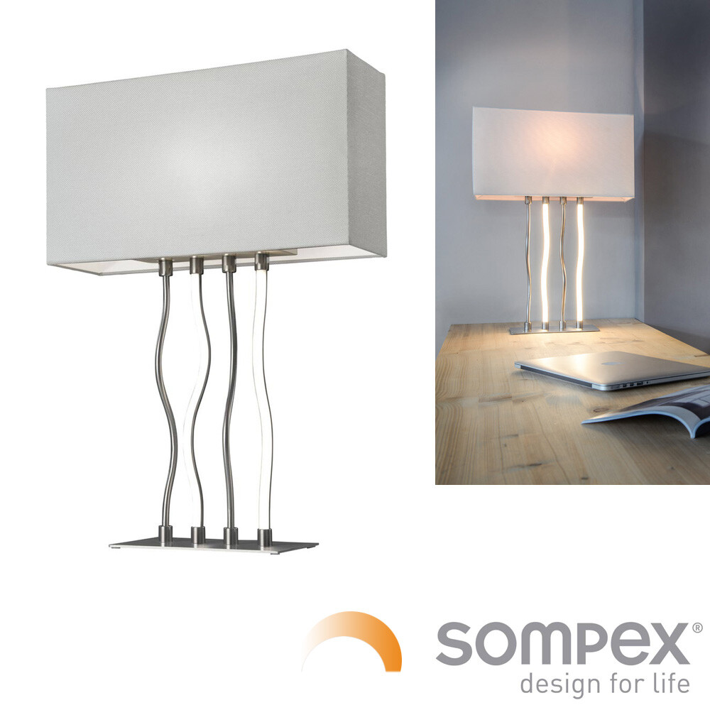 Table Lamp Illuminated Stand Design With Cloth Screen Rectangular Large-image