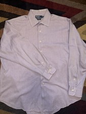 Ralph Lauren POLO Shirt Large Curham Classic Fit Purple Button Up Large 17.5