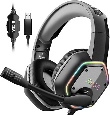 EKSA E1000 USB Gaming Headset/Headphones for PS4/PS5 Console Laptop PC w/ Mic